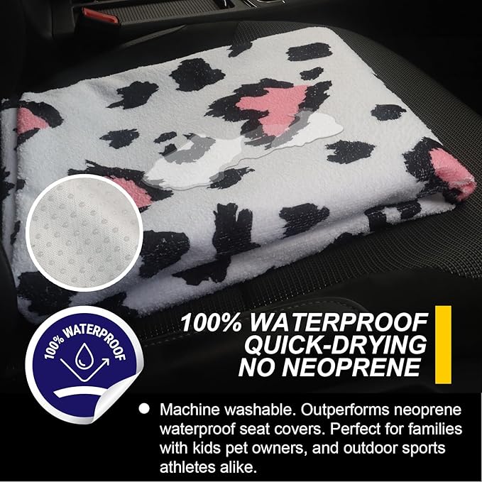 Back Seat Cover for Car Trucks Van SUV,Waterproof Rear Bench Towel Seat Covers for Dogs and Kids,Automotive Backseat Protector (Leopard Print)