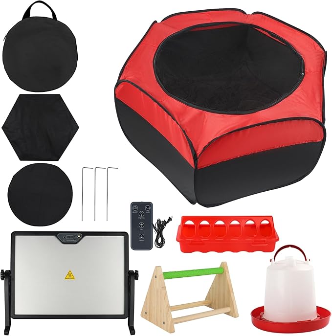 Chicken Brooder Box for Chick Starter Kit, 12.8 * 17.8 inch Large Brooder Heating Plate, Brooding Up to 30 Baby Chicks, Chicks Feeder＆Waterer, Nesting Pad, Perch, All-in-1 Chicken Brooder Set