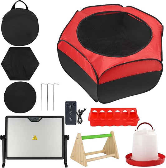 Chicken Brooder Box for Chick Starter Kit, 12.8 * 17.8 inch Large Brooder Heating Plate, Brooding Up to 30 Baby Chicks, Chicks Feeder＆Waterer, Nesting Pad, Perch, All-in-1 Chicken Brooder Set