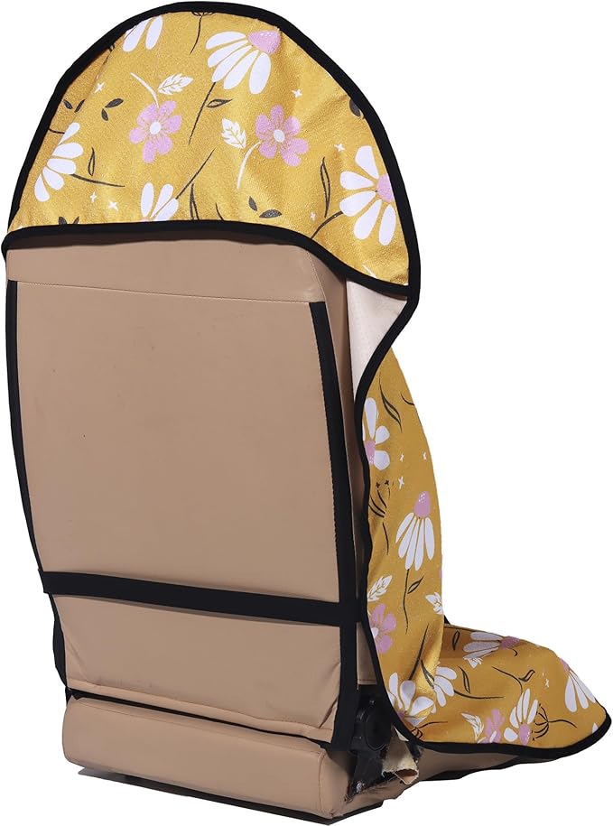 Car Seat Cover Protector Front Seats,for Gym Workout,Running,Swimming,Beach and Hiking,Waterproof Sweat Towel Bucket Seat Covers for Cars SUV Trucks (Chamomile and Yellow, 2Pcs)