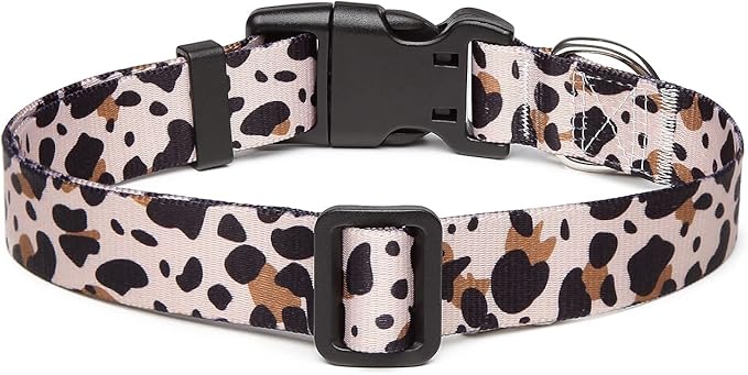 Mercano Adjustable Dog Collar - Special Design Patterns, Soft Nylon Comfortable Durable Pet Collar for Small Medium Large Dogs (L, Leopard)