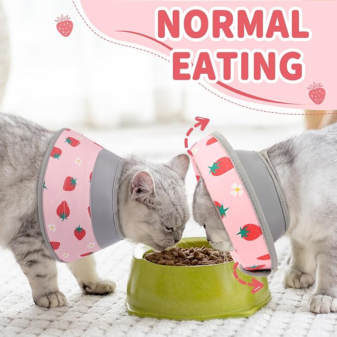 Cat Cone Collar Soft, Comfortable Cat Recovery Collar Pet Cone for Small Large Cats, Lightweight Elizabethan Collar for Cats Kittens After Surgery Prevent from Licking Wounds, Pink, M