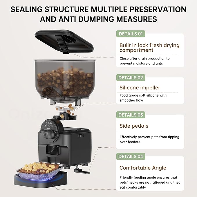 Automatic Pet Feeder for Cat and Dog - 6L Auto Cats Food Dispenser with Camera - WiFi App Control Smart Feeders with Timed - Dogs Feeding Station with 15-Day Battery Life After Power Off