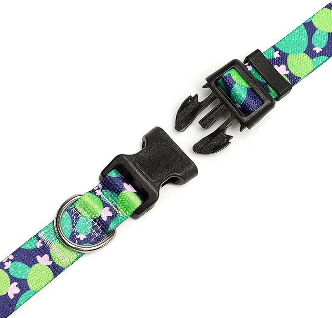 Mercano Adjustable Dog Collar - Special Design Patterns, Soft Nylon Comfortable Durable Pet Collar for Small Medium Large Dogs (M, Cactus)