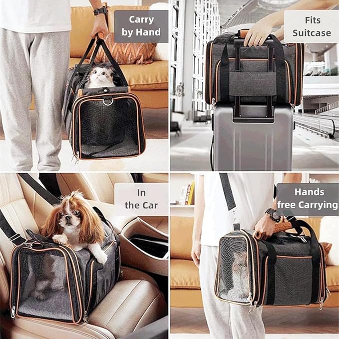 Cat, Dog Carrier for Pets Up to 20 Lbs,Sides Expandable Pet Carrier Bag Large Mesh Safe,Airline Approved Animal Carrier,Soft Sided Collapsible Pet Travel Carrier,Foldable Portable Pet Home (Green)