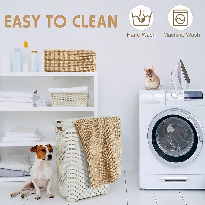 Amylove 4 Pcs Guinea Pig Cage Liner Guinea Pig Bedding Washable Fleece Pee Pads Reusable Small Animals Training Mat Small Animal Sleeping Bed for Bunny Hamster (Beige,16 x 24 Inch)