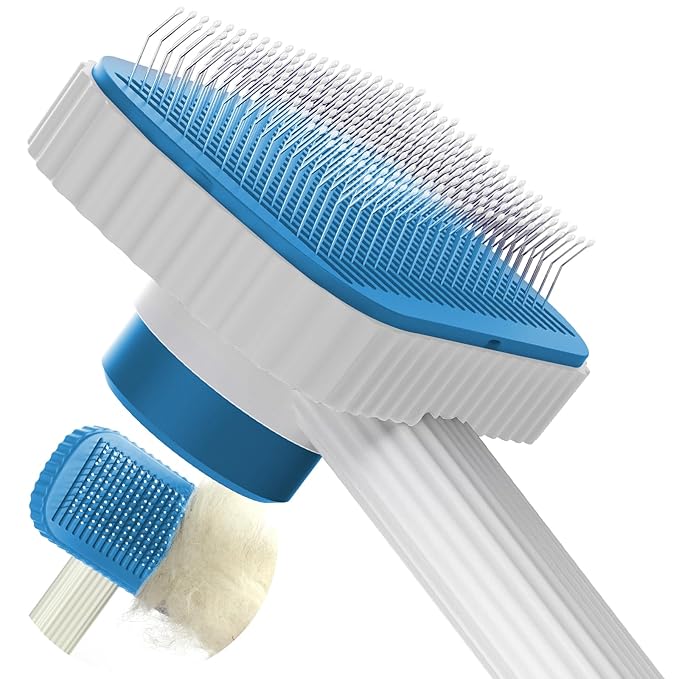 Cat brush, Cat Brush for Long or Short Haired Cats, Remove Loose Fur and Mats, Rounded Pins Reduces Painful Pulling, Not for Tangle and Curly Fur, Azure