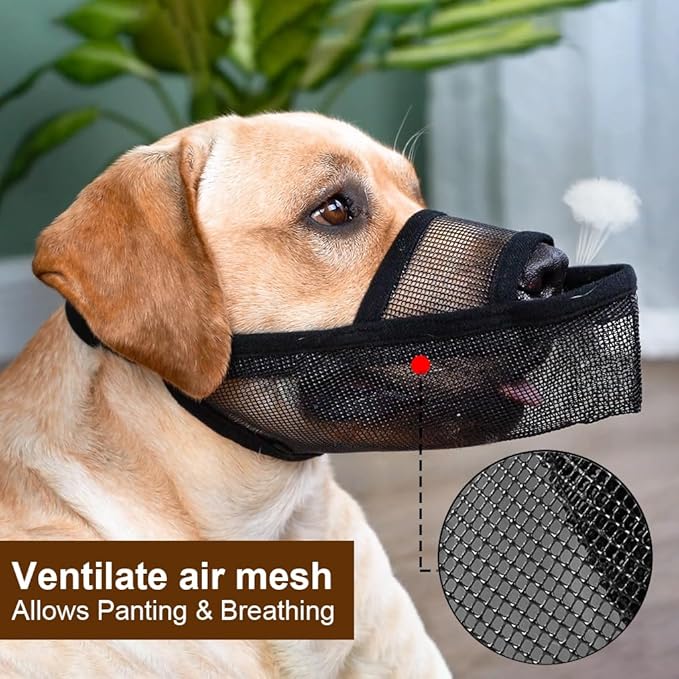 Crazy Felix Nylon Dog Muzzle for Small Medium Large Dogs Dachshund Beagle Poodle Labrador, Air Mesh Breathable and Drinkable Pet Mouth Guard for Anti-Biting Chewing Scavenging(M, Grey)