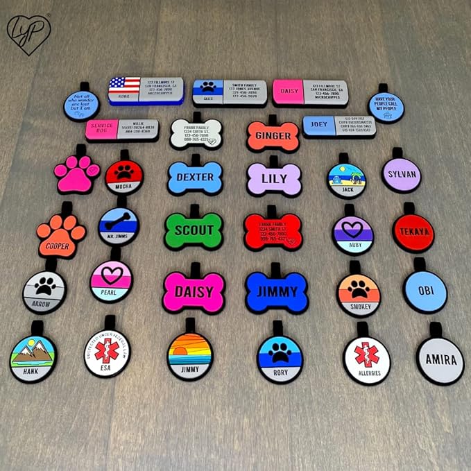 LYP Original Soundless Pet ID Tags | Custom Dog Tags Personalized for Pets | Durable Silicone Deep Engraved Dog Tag | No More Jingling | Pink Paw