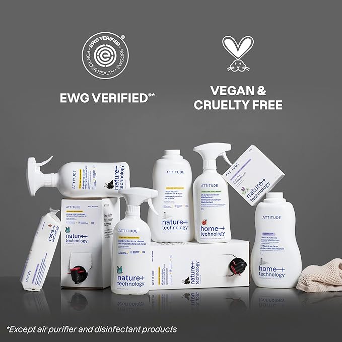 ATTITUDE Floor Cleaner Refill, EWG Verified, Streak-Free, Vegan & Plant-Based for Tile, Wood & Laminate Floors, Citrus Zest Scent, 67.6 Fl Oz (Pack of 4)