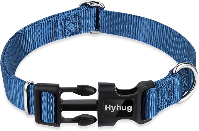 Hyhug Small Dog Collar Quick-Release Blue| Heavy-Duty Nylon Puppy Collar, Adjustable & Durable Pet Supplies for Boy & Girl Dogs (Small, Classic Blue)
