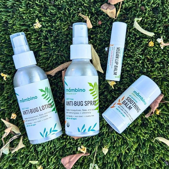 Anti-Bug Spray DEET-Free – Organic, All-Natural Bug Spray Travel Size with Essential Oils – Non-Toxic, Reef Safe, Face-Safe Bug Repellent for Babies, Kids, Adults by Mambino Organics, 4oz