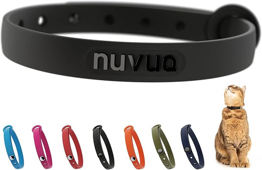 Black Cat Collar - Soft, Comfortable, and Lightweight Breakaway Collar with Name Tag Ring for Outdoor Cats and Sensitive Skin Pets by Nuvuq (6 ⅞" to 10 ¼", Black)