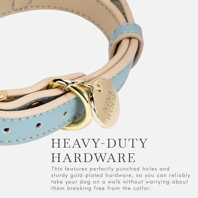 Cupertino Dog Collars, Harnesses & Leashes Made from Vegan Leather with Dog Tracker Device Holder Adjustable Dog Collar (Extra Small, Blue)