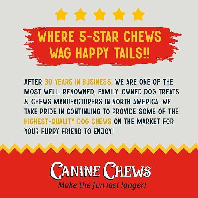 Canine Chews 8-9" Retriever Rolls for Large Dogs - Pack of 15 All-Natural Beef Hide Dog Chews for Aggressive Chewers - 3.7 lb.