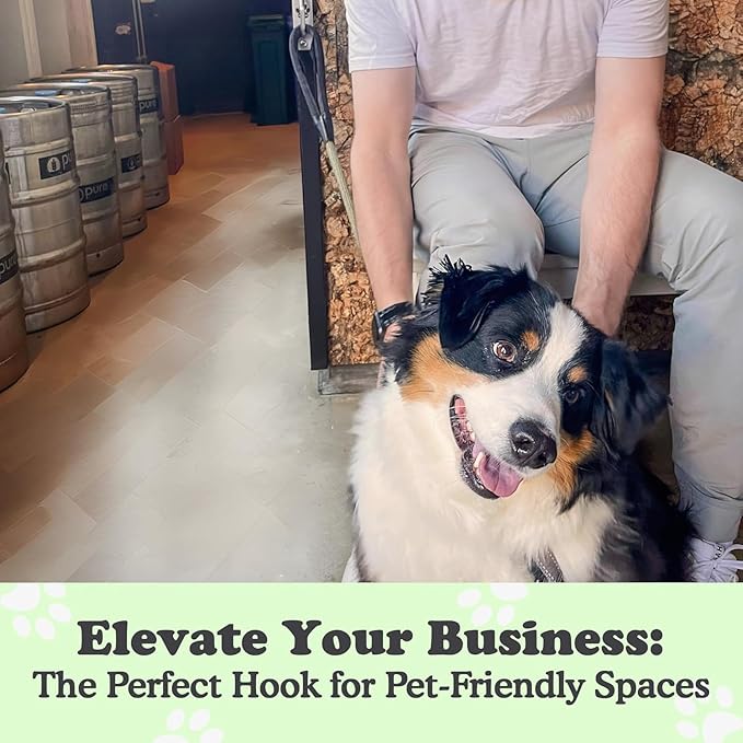 Canine Hitch- Secure Dog Leash Parking Mounted Indoor – Outdoor Wall Hook - Tie Out Stainless Steel Practical Lead Management for Home & Business, Standard Size 2 Pack