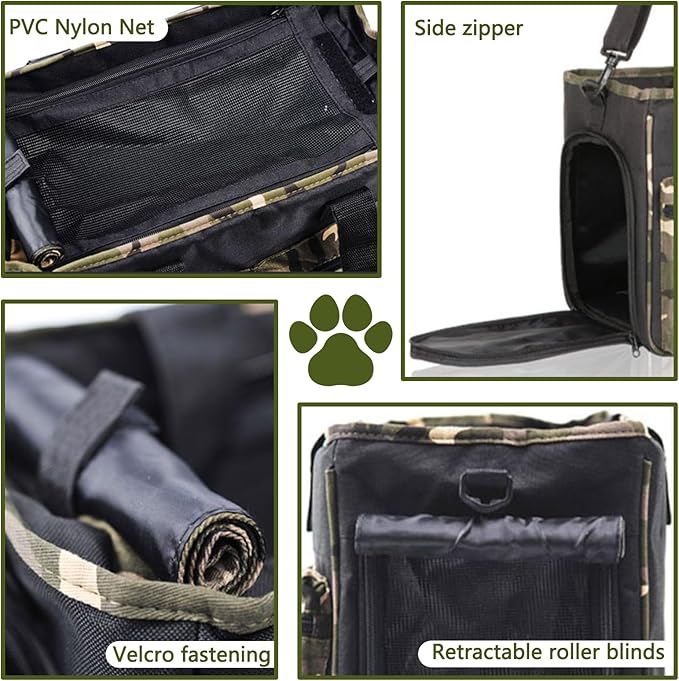 Cat Carrier Bag, Foldable Pet Bag Airline Approved, Pet Travel Carrier for Medium Cats Small Cats Dogs, Sturdy Transport Carriers Long Trips(Brown)