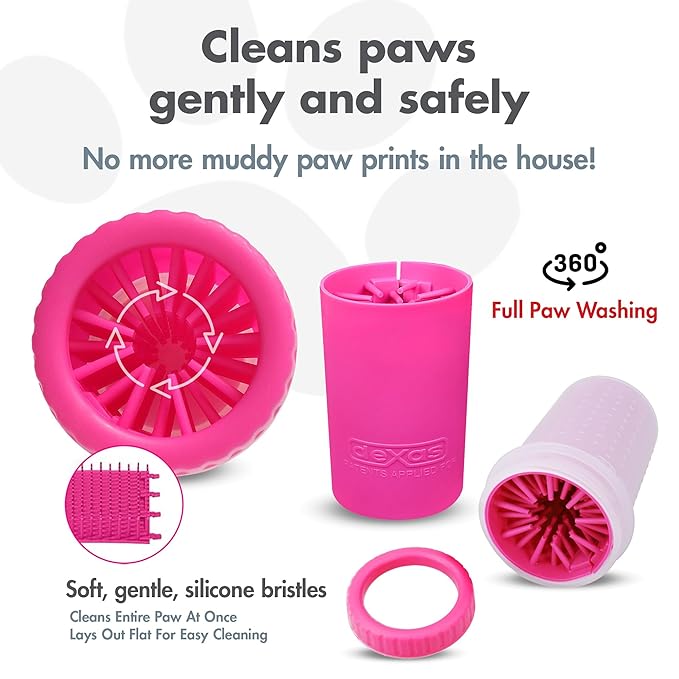 Dexas Pink Medium Dog Paw Cleaner, MudBuster - Premium Quality Pet Supplies and Dog Accessories for Dogs, Easy to Use, Mess Free, BPA Free, Patented Product