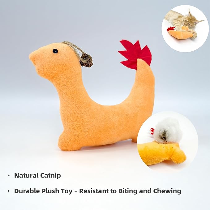 Catnip Toys 3 Pack – Plush Catnip Toy with Gall Fruit & Silvervine Stick with Feathers, Interactive Chew & Kick Toys for Indoor Cats, Relieve Stress & Encourage Exercise