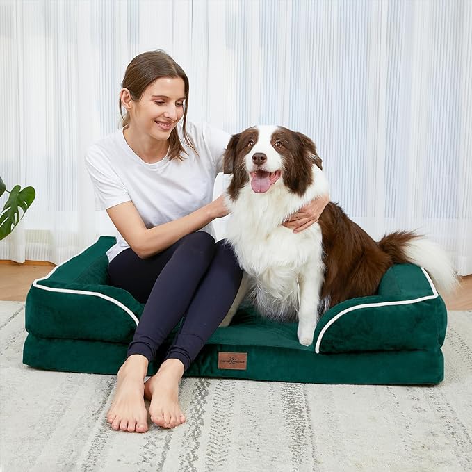 Comfort Expression Small Dog Beds Waterproof Cat Beds Orthopedic Foam Sofa Beds for Small Dogs Comfy Pet Bed with Washable Removable Cover & Non-Slip Bottom(XX-Small,Emerald)