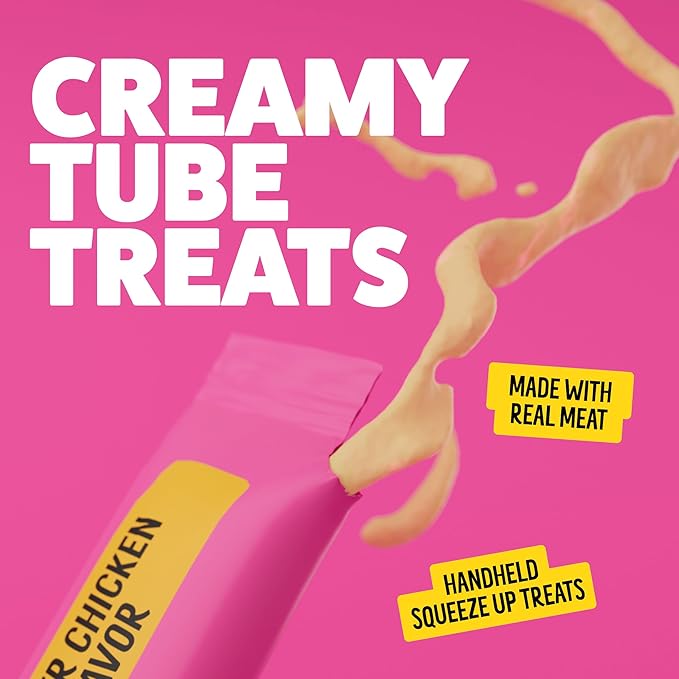 BONKERS Mixx, Wet Lickable Tube Tender Chicken Flavor Cat Treats, Real Meat Treats, Treats for Training or Food Topper, for All Breeds and Ages, Value Pack (15 Pack, 60 Tubes)