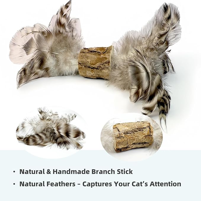Catnip Toys 3 Pack – Plush Catnip Toy with Gall Fruit & Silvervine Stick with Feathers, Interactive Chew & Kick Toys for Indoor Cats, Relieve Stress & Encourage Exercise