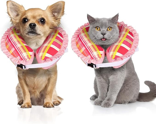 CuteBone Inflatable Cat Cone to Stop Licking After Surgery-Double Adjustable Neck Range P23SO00103S