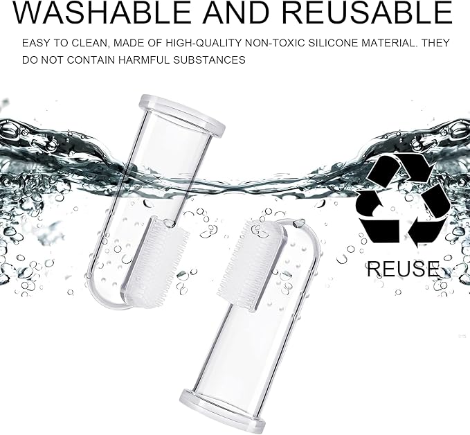 BLMHTWO 5 Pieces Dog Tooth Brushing Kit Finger Toothbrush for Dogs Cat Puppy Toothbrushs with Silicone Bristles and 16 Round Particles Thickened Silicone-Layer Transparent Dog Toothbrushs for All Pets