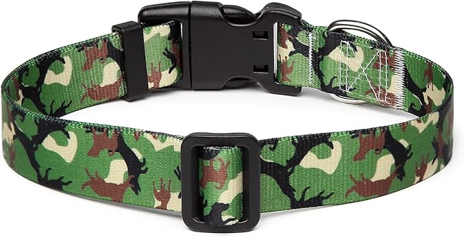 Mercano Adjustable Dog Collar - Special Design Patterns, Soft Nylon Comfortable Durable Pet Collar for Small Medium Large Dogs (L, Dog Camouflage Green)