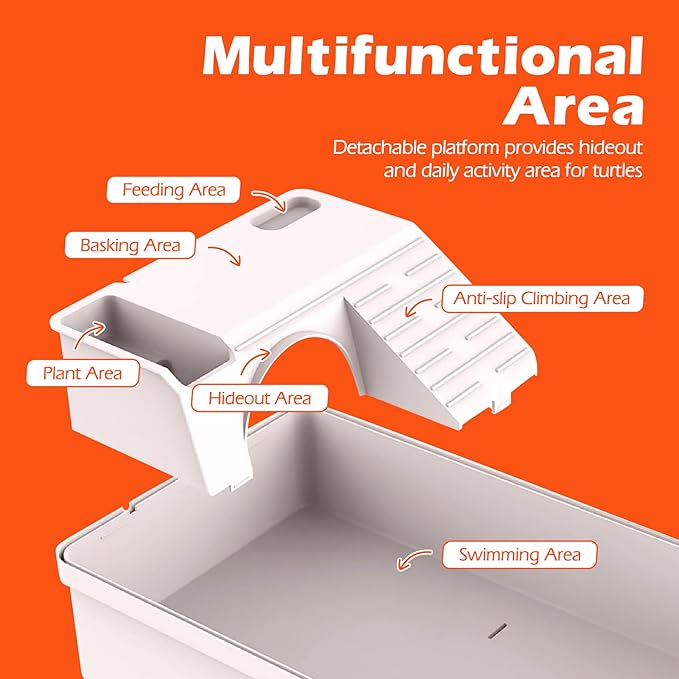 AZV Turtle Tank Habitat Kit,Aquatic Tortoise Enclosure Starter Aquarium with Multi-Function Area and Water Filter, Baby Adult Turtles Tub Complete House,Terrarium for Red Eared Slider Reptile Crab