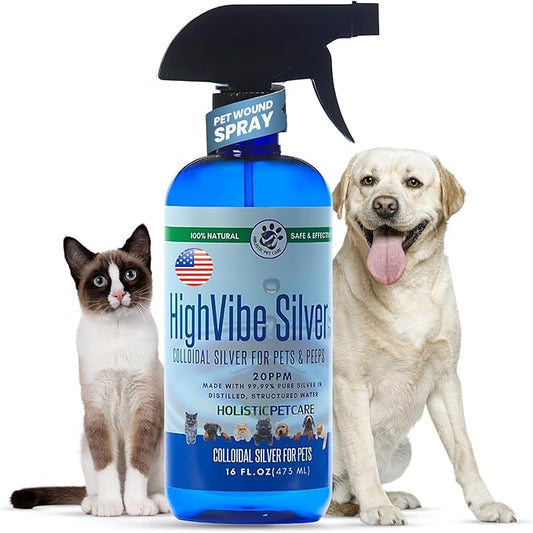 Colloidal Silver Spray for Dogs, Cats, Horses & Birds - 20 PPM Effective Wound Care, Hot Spot Treatment, Skin Relief & Immune Support - All-Natural Pet Silver Spray (16 Oz)