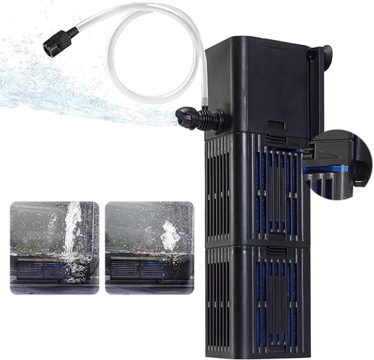 Aquarium Filter Water Flow Adjustable for 75-200 Gallon Fish Turtle Tank 400GPH Biochemical Filtration 4in1 Submersible Internal Powerful Pumps & Filters Keep Freshwater Saltwater Crystal Clear Large
