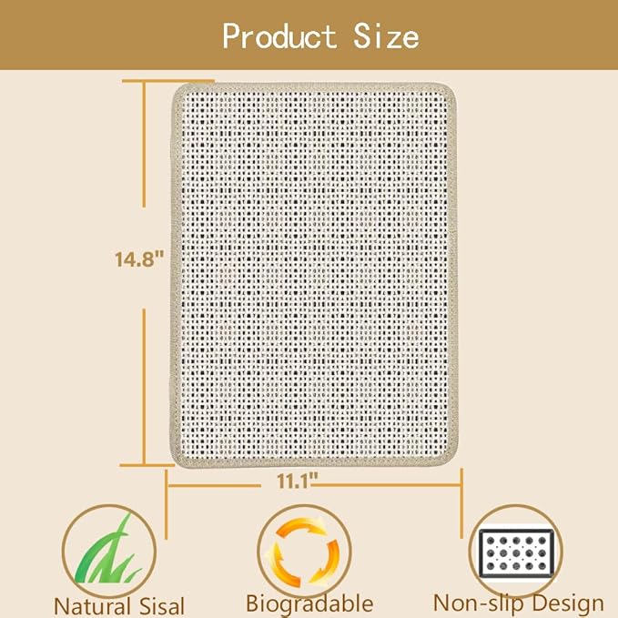 Cat Nail File Scratcher, Cat Nail File with80 Aluminum Oxide Grit, Natural Cat Scratch Pads Wrap Around a Cat ScratcherPost or Cat Tree Base to Help Trimming Cat Nails and Protect Furniture