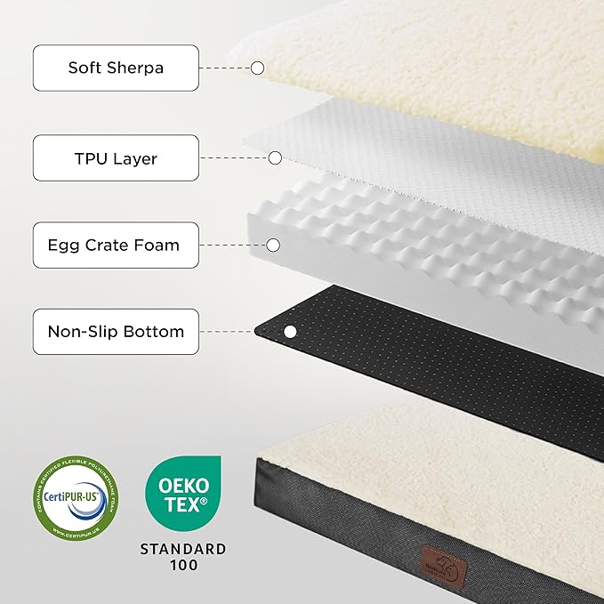 Bedsure Dog Bed for Small Dogs - XS Orthopedic Flat Puppy Beds with Removable Washable Cover, Egg Crate Foam Pet Mat, Suitable for Pet or Cats Up to 15 lbs