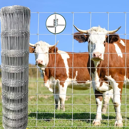 Farm Fence 5x164FT, Galvanized Wire Fencing, Zinc Coated Cattle Fences Used to Hog Goat Fencing for Yard Garden and Field