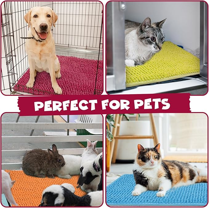 Barydat 8 Pcs Guinea Pig Cage Liner for Guinea Pig Cage Bedding Reusable Rabbit Mat Pad Washable Training Pad Animal Sleeping Bedding Mat(16x12'',Champagne, Lake Blue, Dark Purple, Grass Green)