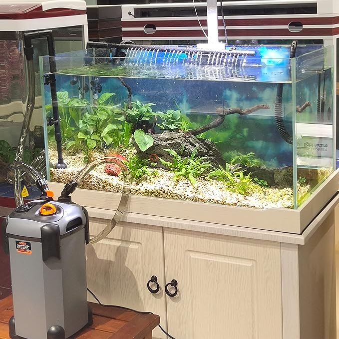 Aquarium Canister Filter with 3 Media Trays Spray Bar External Canister Filter for Large Fish Tank and Aquariums, 850F-225GPH