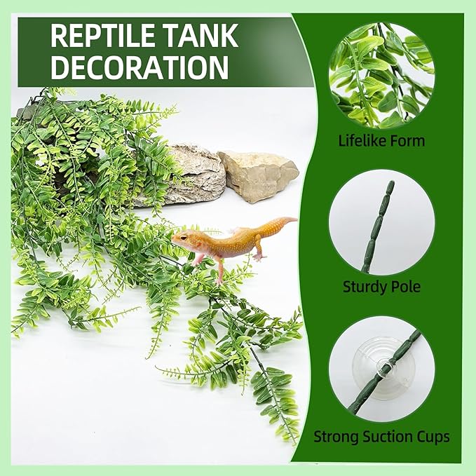 BNOSDM Reptile Vines,Bendable Jungle Climbing Vine,Terrarium Plants Artificial Decor,Tank Decorations Accessories for Bearded Dragons Chameleons Snakes Lizards Hermit Crabs