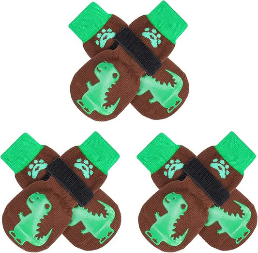 BEAUTYZOO Anti-Slip Dog Socks,Dog Shoes for Hot/Cold Pavement,Paw Protectors with Grips 3 Pairs for Puppy Small Medium Large Senior Old Dogs,Dog Socks to Prevent Licking and Hardwood Floor Protection