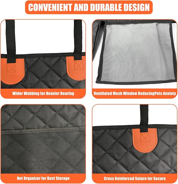 Back Seat Extender for Dogs Hard Bottom, Upgraded 7-Layer PU Leather Dog Car Seat Cover with Support 400lbs, Waterproof Dog Hammock Bed Backseat, Anti-Scratch Pet Seat Extender for Car, SUV, Truck