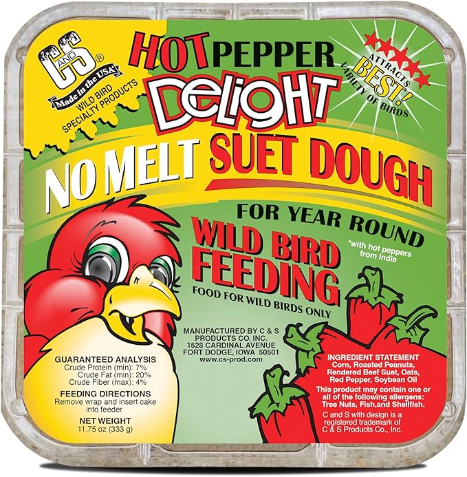 C&S Hot Pepper Delight No Melt Suet Dough 11.75 Ounces, 8 Pack