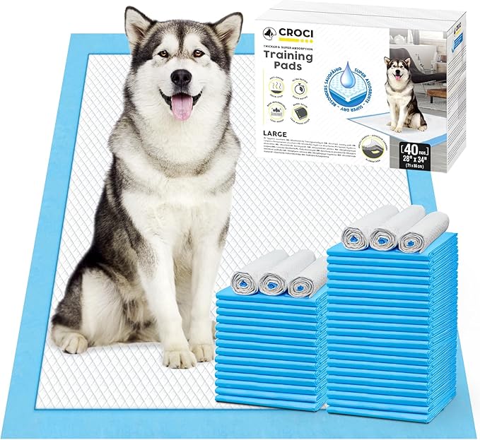 CROCI Dog Pads 28x34in Extra Large, Wee Wee Pads for Dogs Super Absorbent Up to 6 Cups, Disposable (40 Counts)