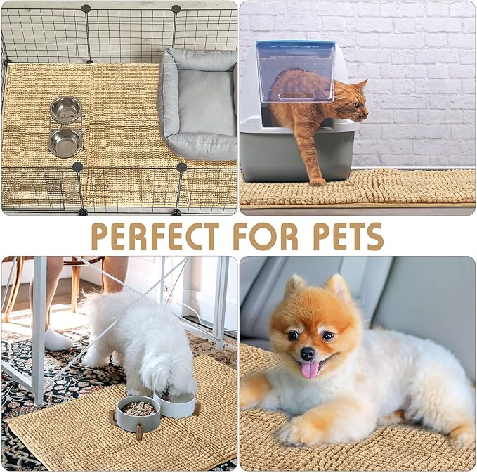 Amylove 4 Pcs Guinea Pig Cage Liner Guinea Pig Bedding Washable Fleece Pee Pads Reusable Small Animals Training Mat Small Animal Sleeping Bed for Bunny Hamster (Beige,16 x 24 Inch)