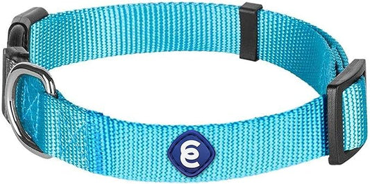 Blueberry Pet Essentials Adjustable Dog Collar in Turquoise | Dog Collars for Medium & Large Dogs | Eco-Friendly Nylon for Boy & Girl Puppies | Stylish & Durable for The Eco-Conscious