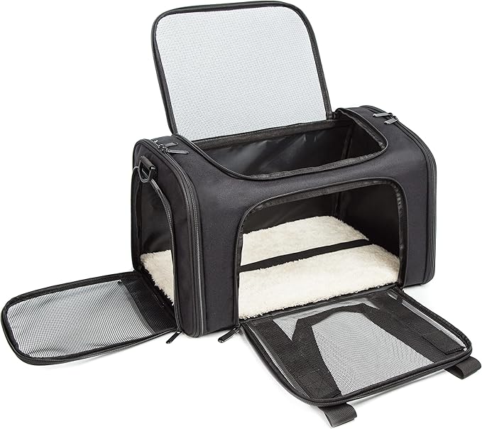 Cat Carrier Dog Carrier Pet Carrier Cat Bags for Small Medium Cats Dogs Puppies of 15 Lbs,of Airline Approved Small Dog Bag Soft Sided,Collapsible Travel Puppy Carrier (Medium, Black)