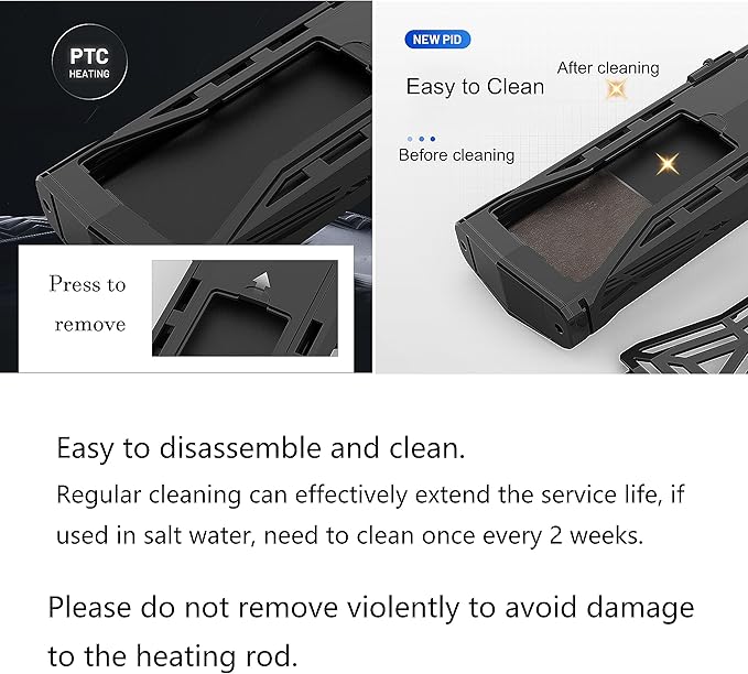 Carefree Fish 100/200/300/500/800W Paladin Aquarium Heater PTC Ceramics Heating Rod Digital LED Intelligent Leaving Water Automatically Stop Heating System for Freshwater and Saltwater No Cooking Fish