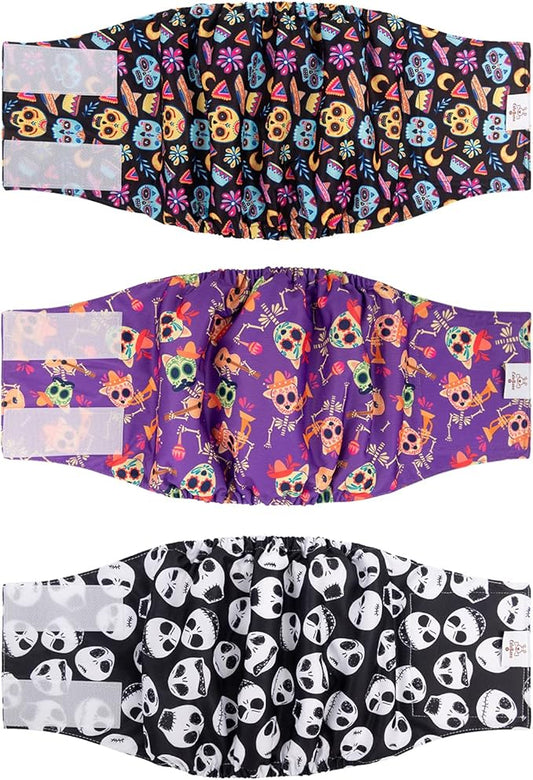 CuteBone Halloween Male Dog Diapers Belly Bands 3 Pack for Male Dogs Wraps Washable Doggie Pants DM23L