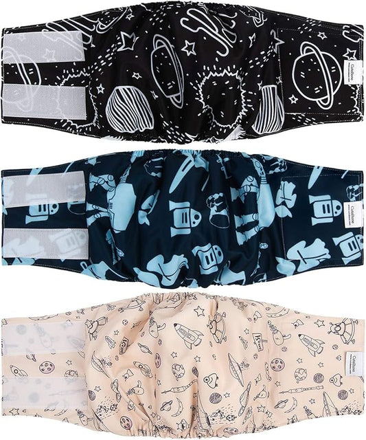 CuteBone Male Washable Dog Diapers Belly Bands 3pcs a Pack DM05L