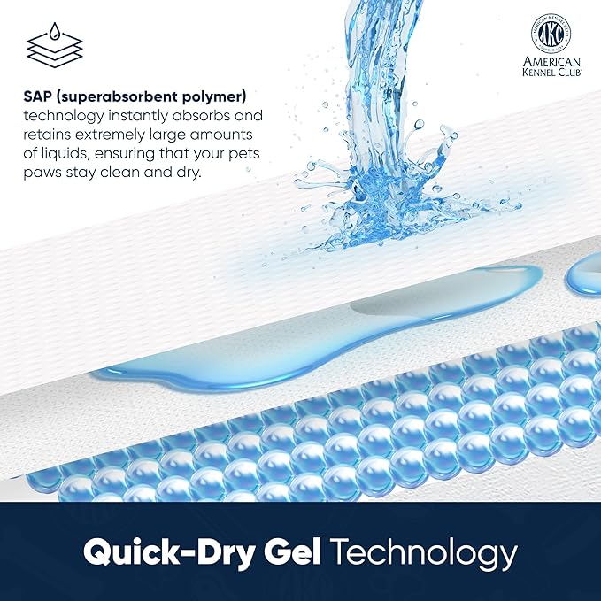 American Kennel Club Puppy Training Pads with Ultra Absorbent Quick Dry Gel – 28 x 30 Pee Pads for Dogs - 50 Count , XL(Unscented)