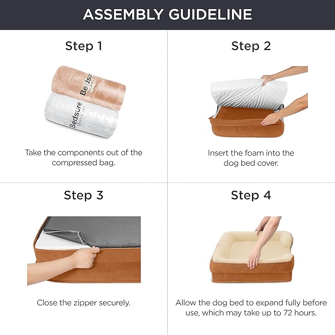 Bedsure L Plus Orthopedic Dog Bed for Large Dogs - Washable Dog Cat Bed Waterproof, L Plus Big Comfort Dogs Couch Sofa with Washable Removable Cover, Pet Bed with Nonskid Bottom, Ember Clay, 38"